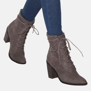 Sweater Cuff Faux Suede Booties - size 11